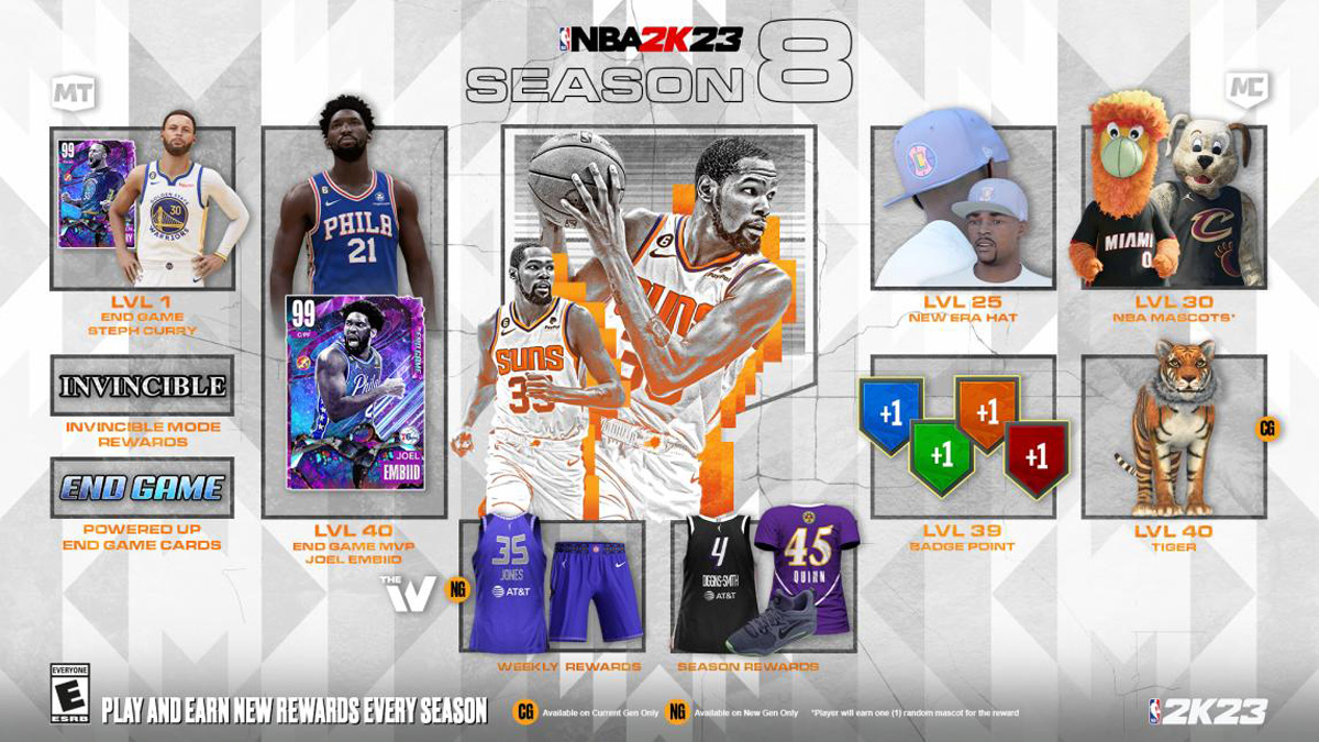 NBA 2K23 Season 8 Full Details: Level 40 MyCAREER Core Badge Pattern  Reward, End Game MVP Joel Embiid MyTEAM Reward, Start Date, More