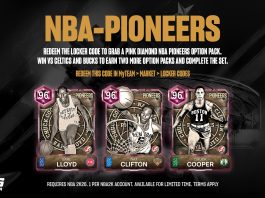 NBA 2K26 Locker Code: Pink Diamond Option Pack with Earl Lloyd, Nat Clifton or Chuck Cooper