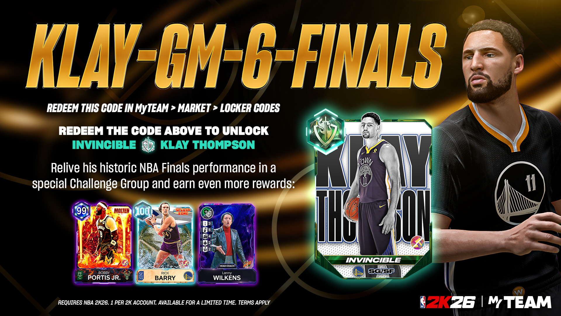 NBA 2K26 Locker Code: Invincible Klay Thompson