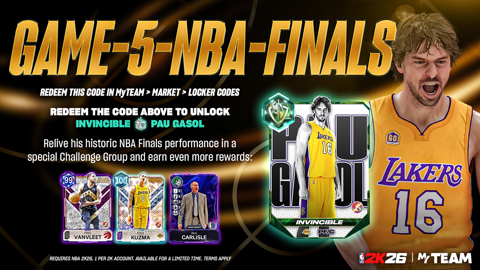 NBA 2K26 Locker Code: Invincible Pau Gasol