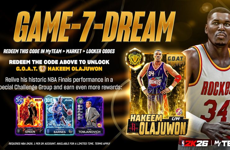 NBA 2K26 Locker Code: G.O.A.T. Hakeem Olajuwon NBA 2K26 Locker Code: GOAT Hakeem Olajuwon